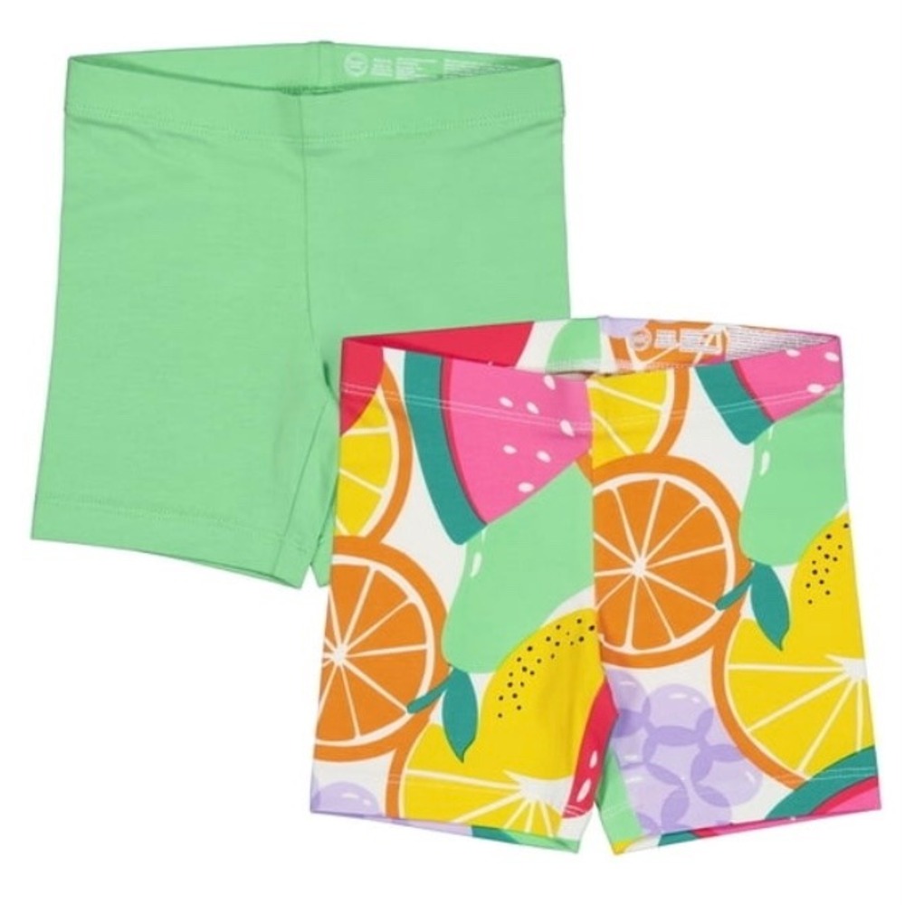 Wonder Nation Girls 2Pk Bike Shorts Fruit Print Mint Green L 10-12 Plus NEW